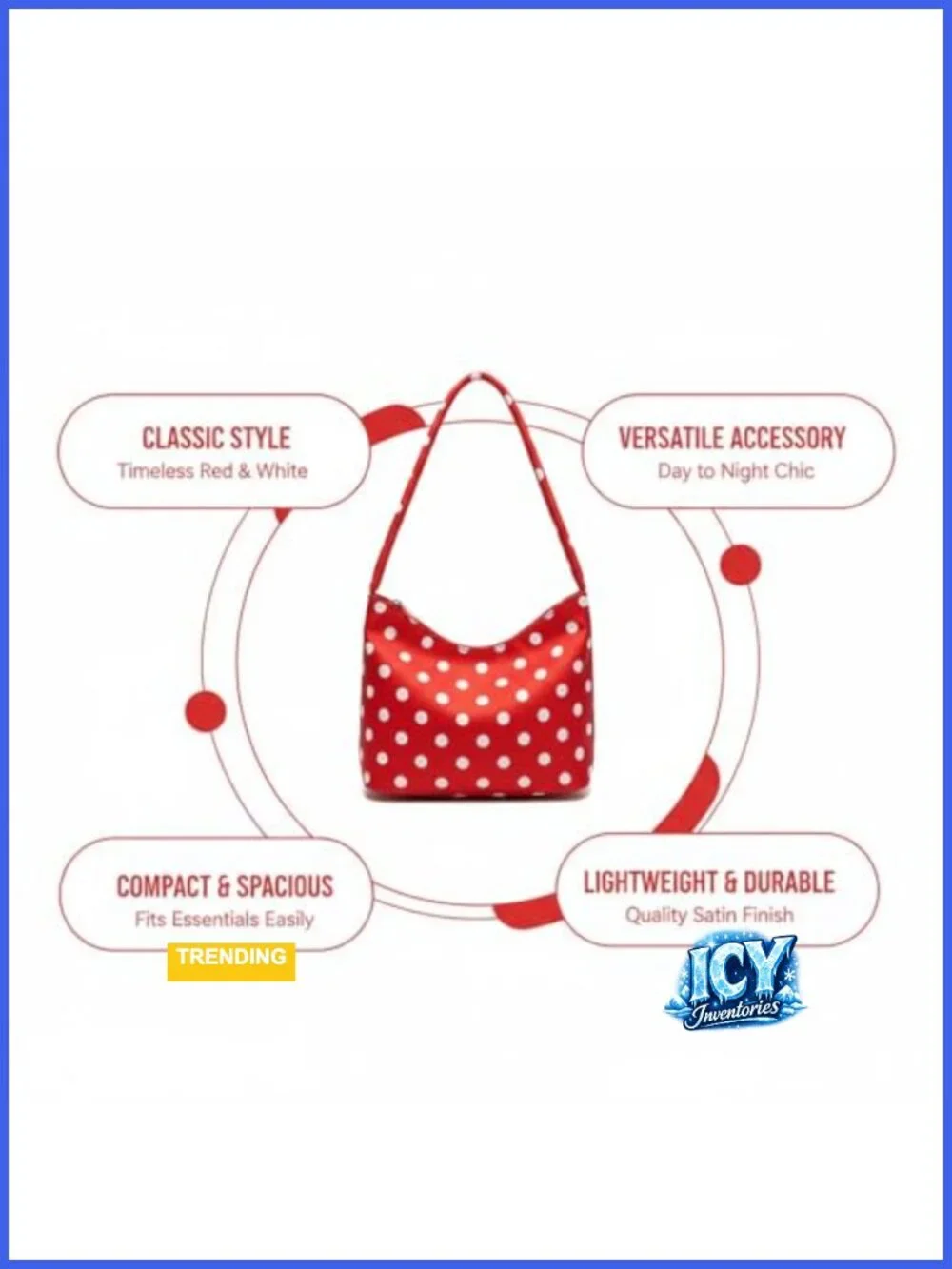 Polka Dot Nylon Hobo Bag Underarm Shoulder Bag Tote Handbag Party Evening Purse